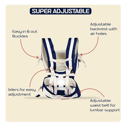 Image of LittleBoo New Born Baby Carrier Bag 4-in-1 Adjustable Baby Sitting Carrier Bag - Front & Back Carry with Head Support, Safety Belt & Buckle Straps for 0-24 Months (Navy Blue)