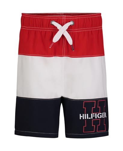 Tommy Hilfiger Boys' Swim Trunks with UPF 50+ Sun Protection, Block Navy Red, 8