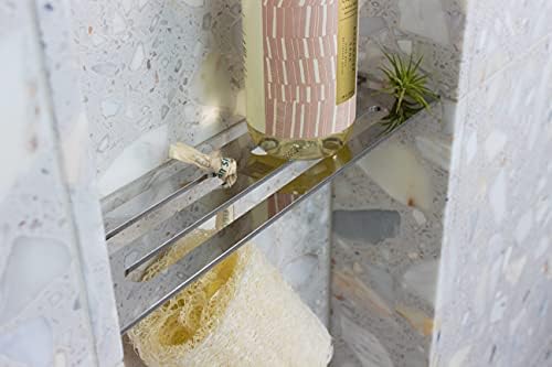 RB3-M Shower Niche Shelf, Brushed 316 Stainless Steel  Marine Grade 12 Inch Prefab Niches Fits 1 8 Inch Grout Lines New Remodels No Retrofit