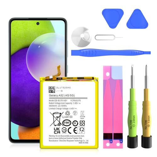 for Samsung Galaxy A52 Battery 5800mAh Upgraded (EB-BG781ABY) - Li-Polymer High Capacity Replacement Battery Compatible with Galaxy A52/A52s 5G/4G SM-A526/SM-A526B/DS/SM-A5260 - Includes Repair Tools