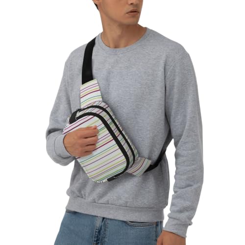 Sac banane double couche à rayures imprimé carré au design décontracté - 3