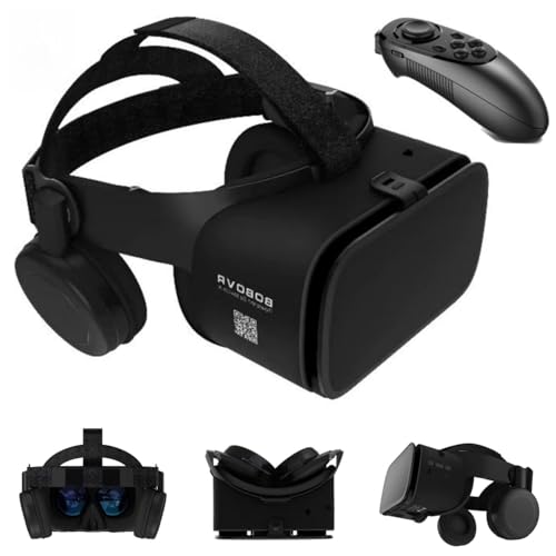 Auriculares de realidad virtual de realidad virtual, gafas de realidad virtual para iPhone 17, 16, 15, 14, 13, 12, 11 Pro para Samsung Galaxy S24, S23, S22, S21, S20, gafas VR con auriculares y