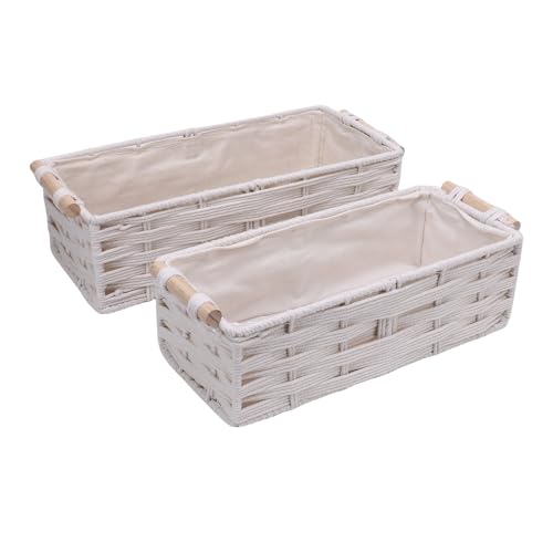Cesta de almacenamiento tejida boho con asas de algodón para decoración 4