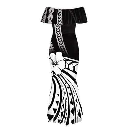Image of Polynesian Dresses for Women Off Shoulder Maxi Dress Puletasi Samoan Dresses S-7XL