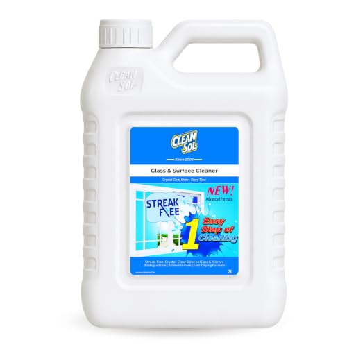 Image of Cleansol Glass Cleaner Spray Refill 2 Litre | Streak-Free Glass Cleaner Liquid for Mirror, Window, Kitchen Glass & Car Windshield | Ammonia-Free Glass & Surface Cleaner | Fresh Fragrance