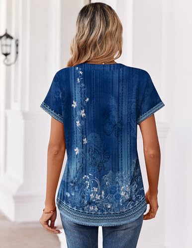 Image of Zeagoo Womens Tops Short Sleeve Summer V Neck Shirts Work Blouses Business Outfits Fashion Clothing