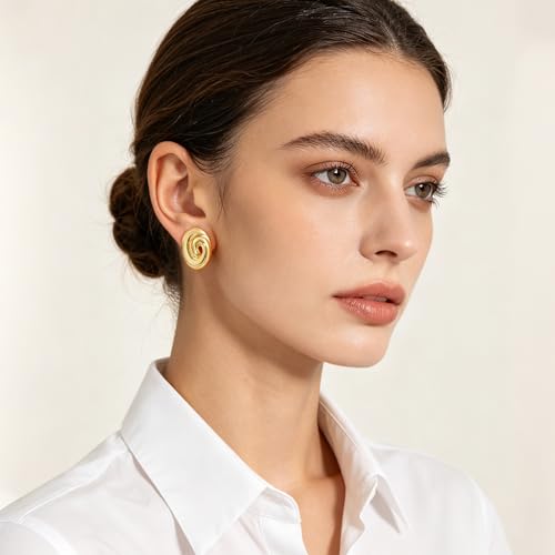 Aretes Clip On de Latón con Baño de Oro 14K miniatura 3