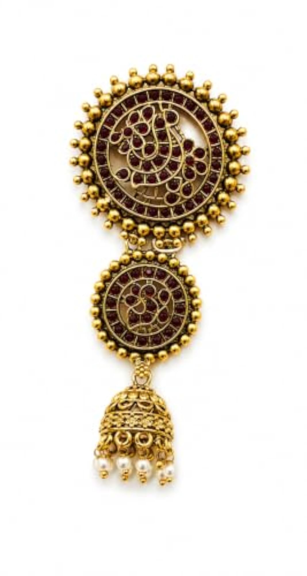 Peacock Neck Design Red Stones Beads Hangings Short Jada Billai