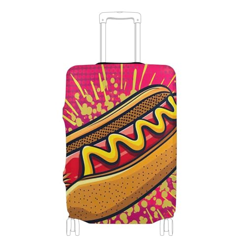 Joisal Luggage Covers for Suitcase Protector Elastic Cool Travel Luggage Accessories Hot Dog Hot Pink, L, Fits 26-28 Inch Case