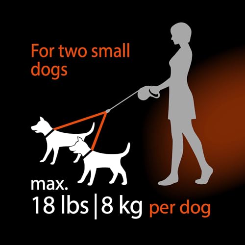 Flexi New Classic Retractable Cord Dog Leash Duo for 2 Small Dogs 16-Foot Black