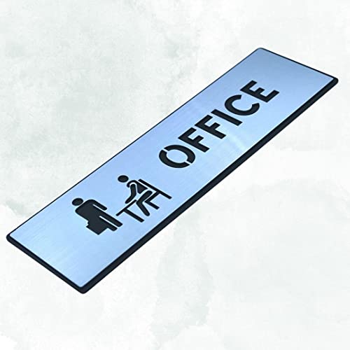 Image of CVANU 1pc Silver Acrylic OFFICE Self-Adhesive Sign Board for Office /Hospital /Cafe Sign Board c77
