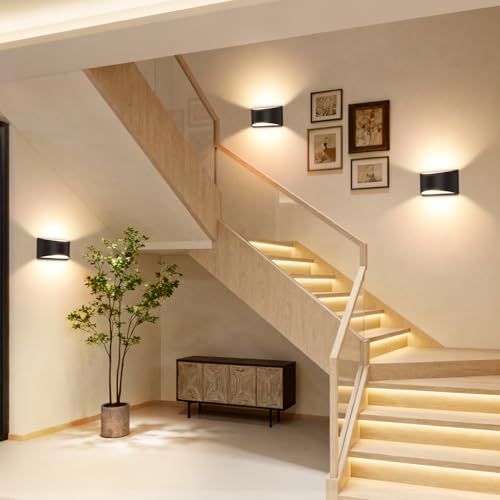 Image of 6 Pack Black Modern LED Wall Sconce Hardwired Indoor Wall Lights Up and Down Wall Mount Light Fixture for Living Room Bedroom Corridor Hallway Conservatory Warm White 3000K(with G9 Bulbs)