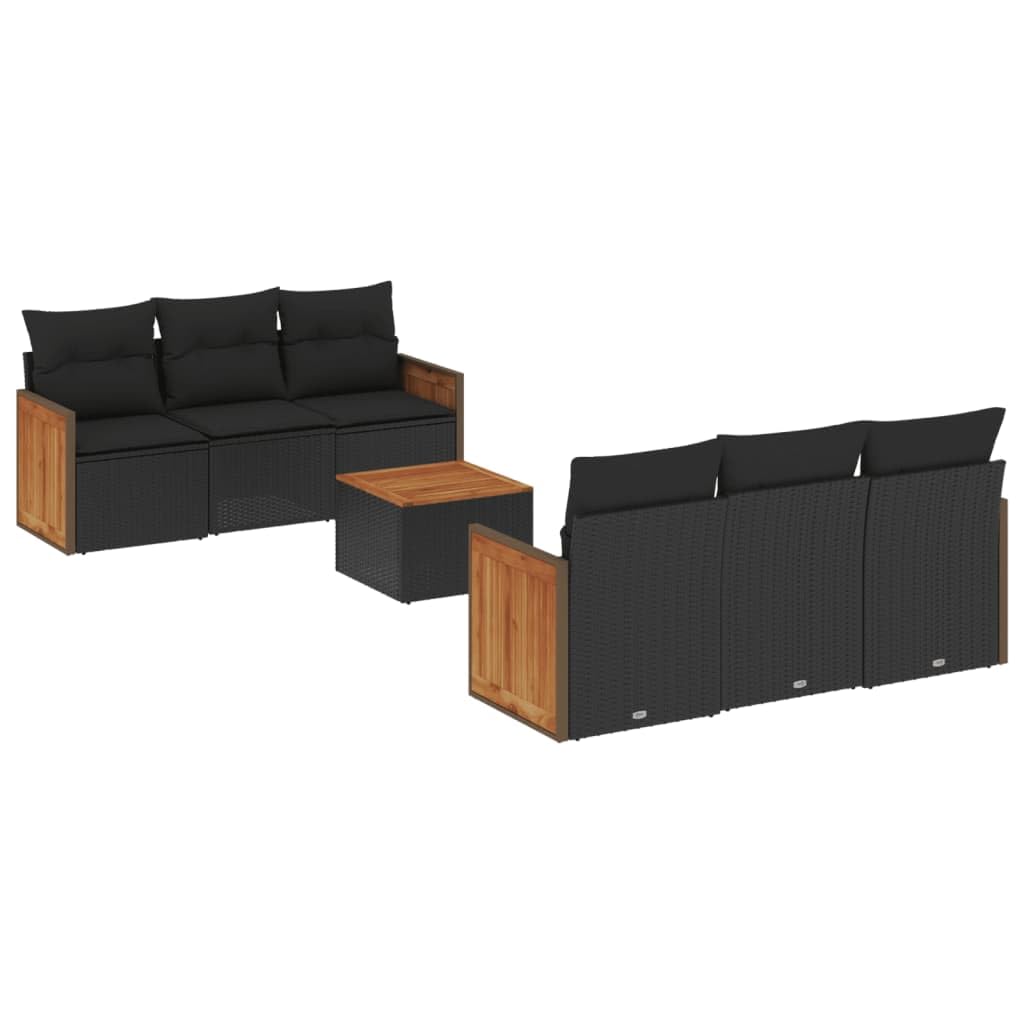 Générique Salon de Jardin modulable 7 pièces avec Coussins Amovibles en résine tressée Noire – Ensemble Confortable et résistant pour terrasse ou Jardin Comprenant canapé