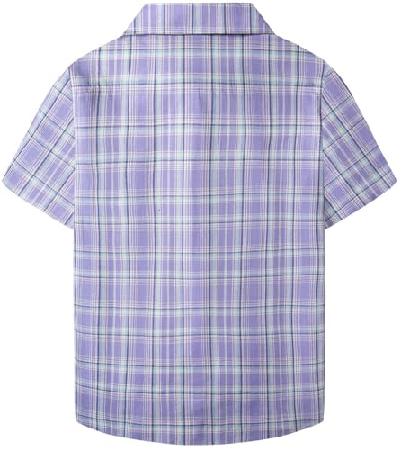 Image of SANGTREE Girls and Women Plaid Shirt Short Sleeve Button Down Summer Blouses Tops