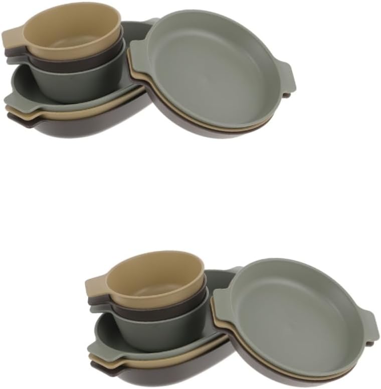 BESPORTBLE 2sets Elegant Outdoor Dinnerware Plastic Plate Bowl Lids Reusable Picnic Bowl Kit for Camping Hiking