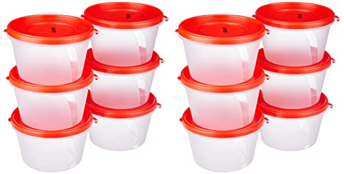 Amazon Brand - Solimo Nestable & Stackable Polypropylene Container Set, Round, 750 ml, Set of 12, Red (B0BXWSBFWN) Amazon Price History, Amazon Price Tracker