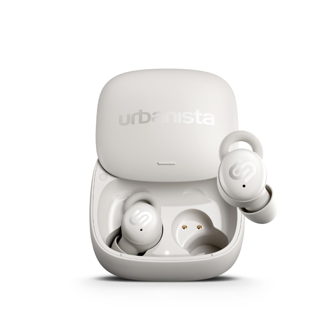 Urbanista Mini Schlafkopfhörer Sleep Earbuds, Geräuschblockierung Ohrhörer, Seitenschläfer, 27h Wiedergabe, Einstellbare Sleep-Timer, Bequemes flaches Design, Porto Bluetooth 5.4, 3 EQ-Modus, Weiß