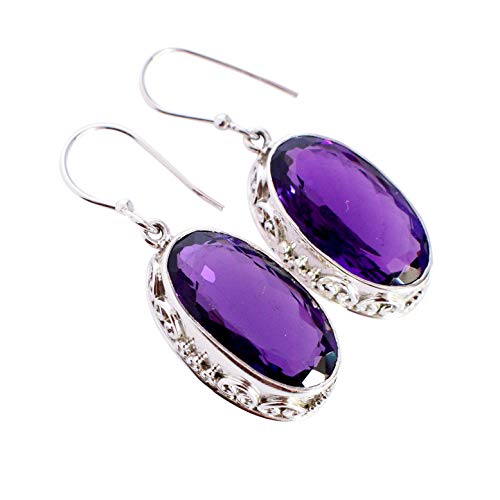 Boucles d'oreilles argent 925 améthyste : bijoux faits main d'exception