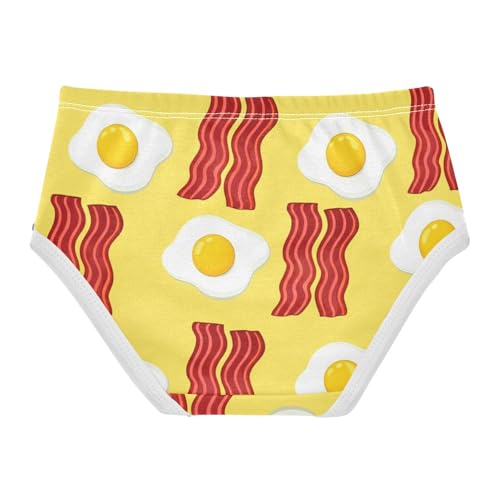 Artistic Girls Underwear Toddlers 2t Cotton Little Girl Panties Illustrated Bacon Eggs Yellow Briefs Undies Kids2