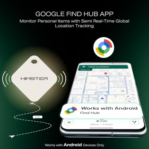 Image of Himster Locatag for Android | Google Find Hub Tracker | Bluetooth 5.4 | No SIM Needed | Anti-Lost & Loud 75dB Alert | Item Finder- Keys, Wallets, Bags, Pets |1-Year Replaceable Battery(White)
