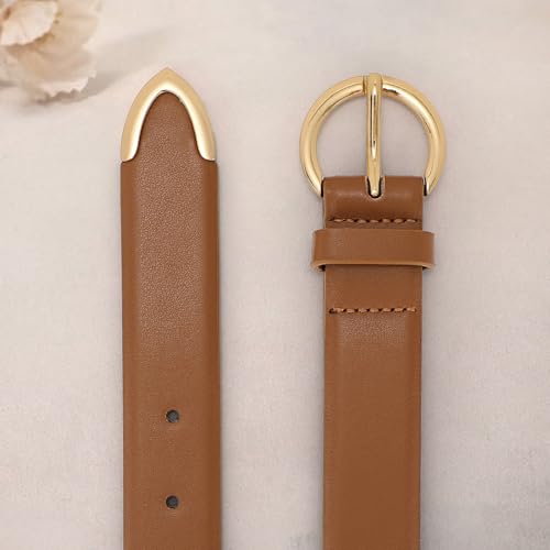 XZQTIVE Women’s Leather Belts for Jeans Pants Dresses Fashion Ladies Black Belt with Gold Buckle2