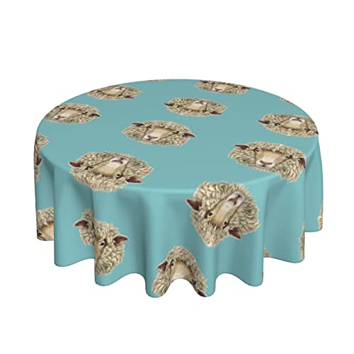 Psvod Sheep Head Animal Round Tablecloth 60 Inch Decorative Tablecloth Washable For Dining Tables And Outdoors #TOP1