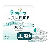 Baby Wipes, Pampers Aqua Pure Sensitive Water Baby Diaper Wipes, Hypoallergenic and Unscented, 336 Count