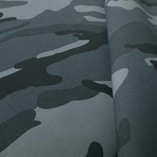TOLKO Camouflage Stoff aus Baumwolle | Robust, Farbecht und UV-beständig | Uniform Tarnstoff Stoffe zum Nähen Meterware im Nacht Flecktarn | mittelschwer 150cm breit (Graue Nacht)