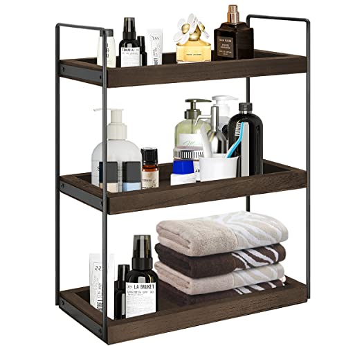 Bathroom Organizer Countertop 3 Tier Vanity Rack for Counter Storage Wooden Cosmetic Storage Rack Storage Tray Desktop Shelf Perfume Organizer Makeup Organizers Coffee Table Organizer