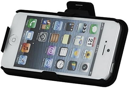 Smays Anti-slip Rbberized Slide Combo Case with Belt Clip Holster and Kickstand for iPhone 5 5s (Grid, Black)