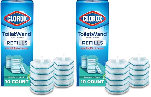 CLOROX ToiletWand, Disinfecting Wand Refill Heads - Rainforest Rush, 10