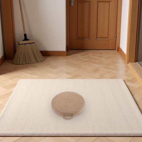 Abaodam Hand-Woven Round Rope Tatami Style Floor Sitting Cushion with Optimal Support and Shape Retention, Beige Japanese Seating Mat for Tea Rooms and Living Spaces, 11.8x2.3 Inch - Image 5