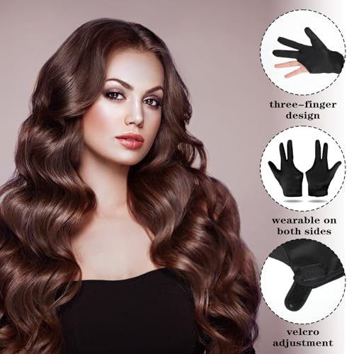 heat resistant gloves for hair styling professional curling wand glove 3 finger mittens reusable hair dye heat protector gloves for curling barber perminghair straightening