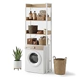 Relaxdays Scaffale per lavatrice 3 ripiani, marrone e bianco
