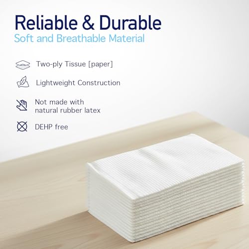 Image of Dynarex Disposable Drape Sheets - 40 inch x 48 inch (Case of 100), White, 2-Ply Tissue Paper for Patient Privacy, Exams, and Procedures