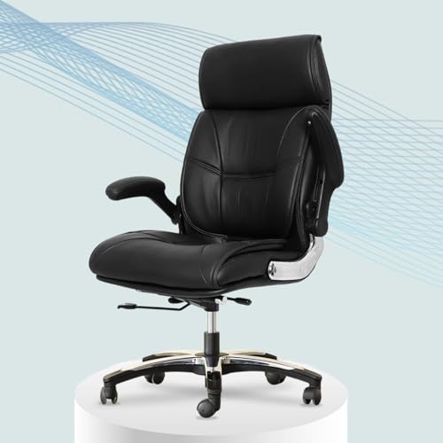 Image of Premium Leatherette Boss Chair for Office | Ergonomic High Back Revolving Chair for Home, Office, Study & Gaming | Height Adjustable Office Chair in Chrome Base | 1pc (Black)