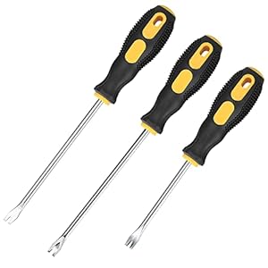 3 Pcs Upholstery Staple Remover and Tack Lifter Tool Set, Heavy Duty Nail Puller Remover, Nail Staple Rivet Tack Puller Screwdriver Remover Lifter Puller Tools for Home Office – Rubber Handles