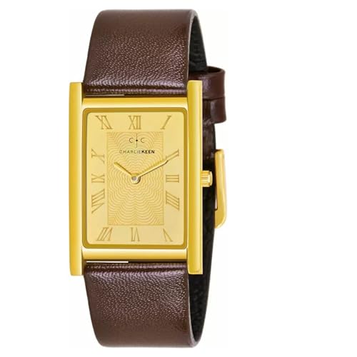 Image of CHARLIEKEEN Slim Analogue Watch, Black Dial, Leather Strap