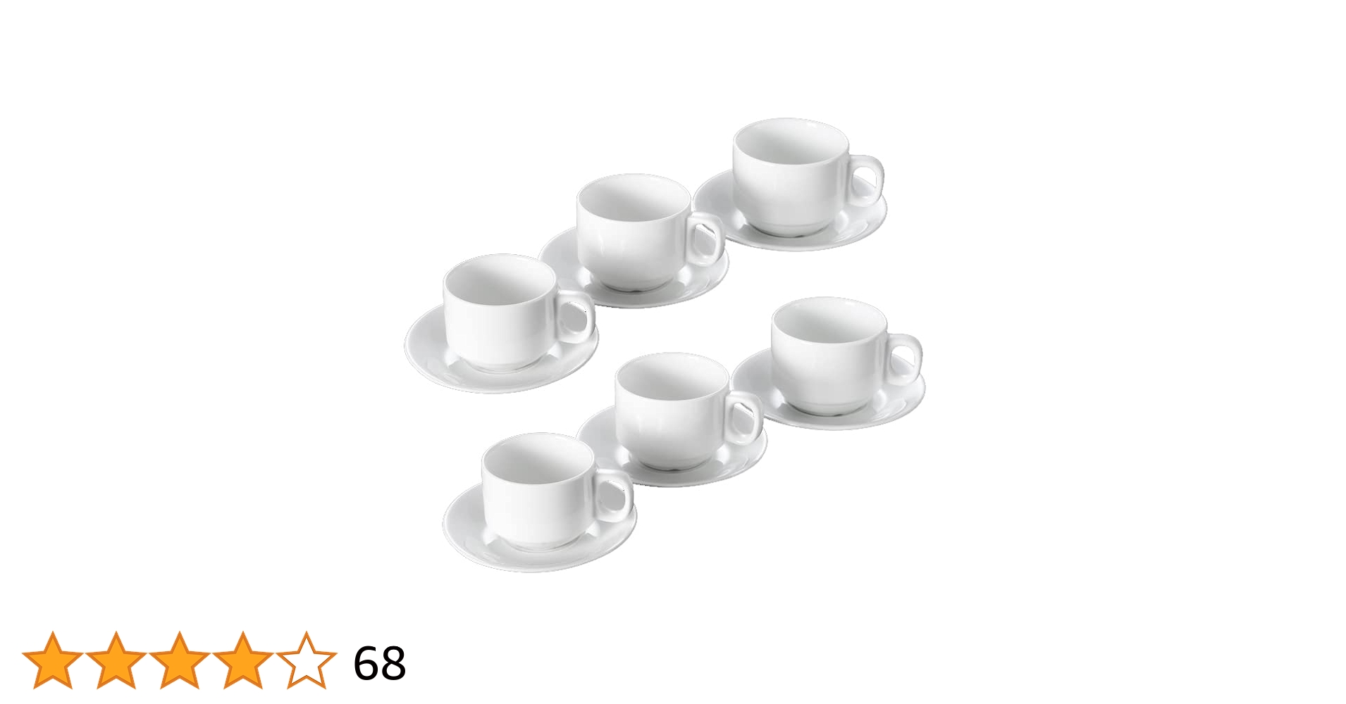 Set 12 Tazzine Caffè Porcellana - 80ml, Con Piattino, Lavabili In Lavastoviglie