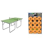 Joola Unisex – Erwachsene Midsize Tischtennisplatte 19115, grün, 168x84x76 & 44255 Tischtennis-Bälle Training 40mm, Orange 12er Blister Pack