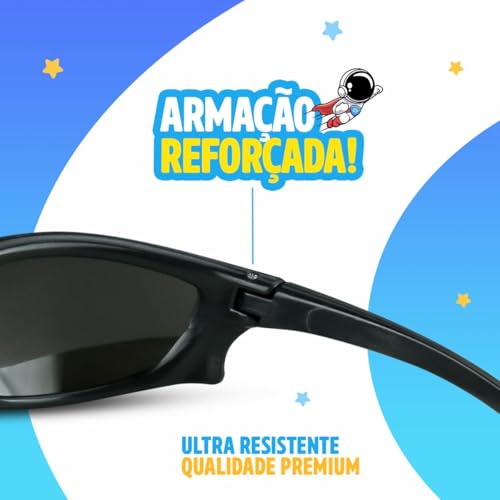 Óculos sol infantil esportivo menino proteção uv + case casual social criança verão praia