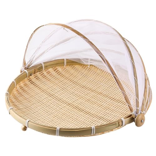 Cabilock Food Serving Basket Woven Tent Basket Picnic Fruits Cover Woven Food Cover Camping Food Dome Food Cover Basket Woven Basket Storage Basket Dessert Platter Dome Food Umbrella