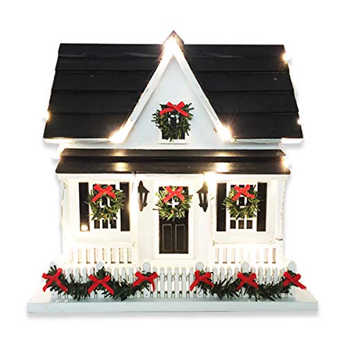 Home Bazaar Hb-2022Mled Holiday House W/Led Lights Birdhouse, White #TOP1