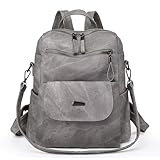 WYFJNX PU Leather Backpack Purse for Women Fashion Multipurpose Design Handbag Ladies Shoulder Bags Travel Backpack Grey