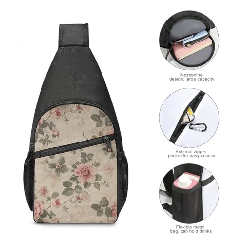 Bolso tipo bandolera con diseño floral retro para hombre y mujer miniatura 5