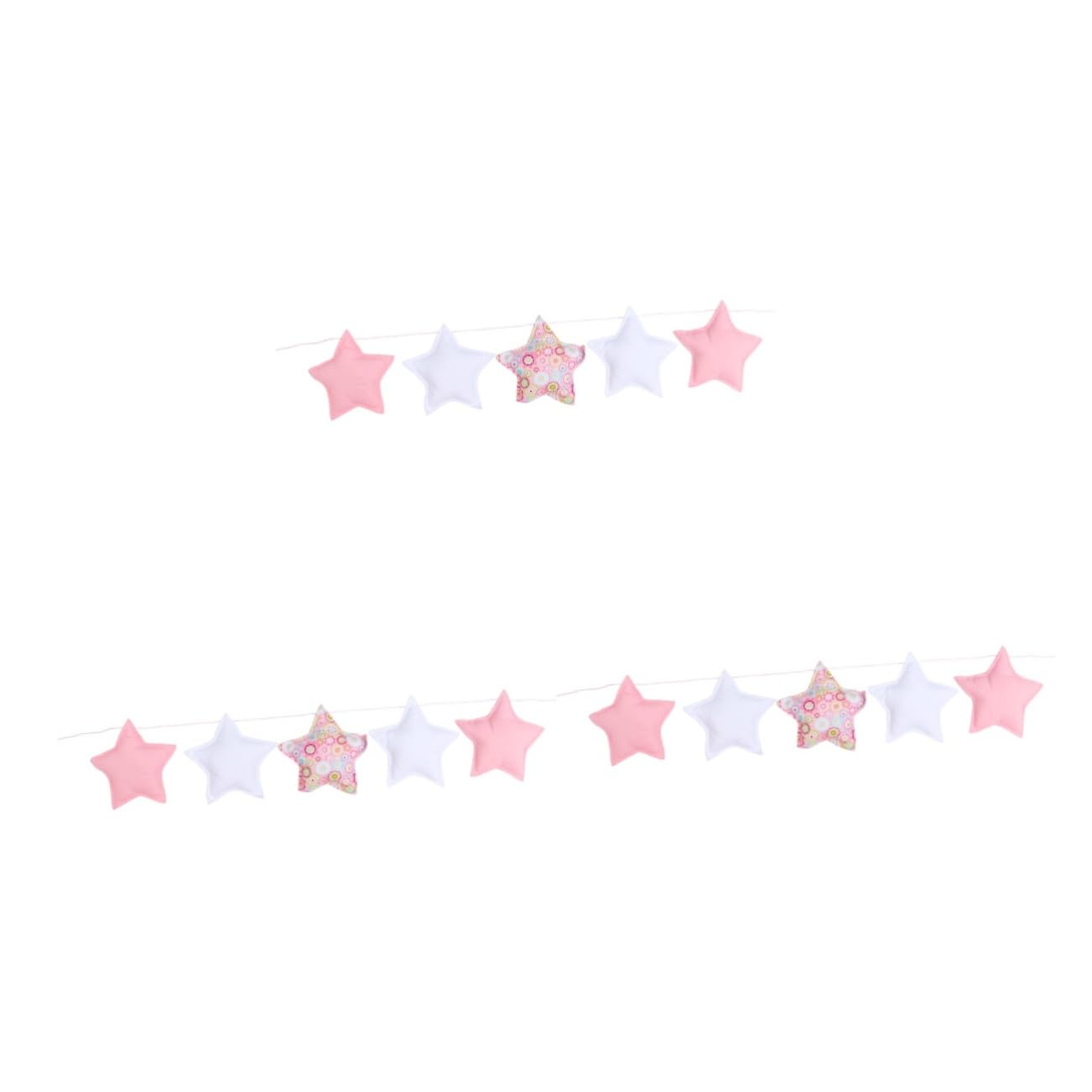 Guirlande étoile rose et blanche pour habiller un ciel de lit bébé