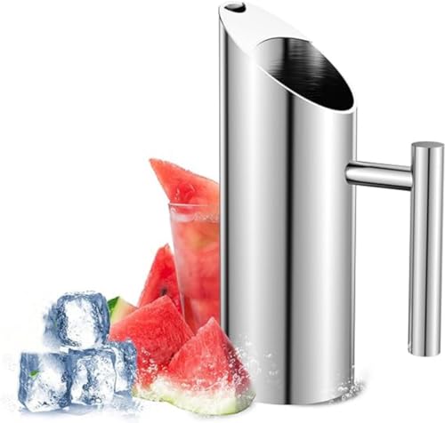 YAOYAOLING Stainless Steel Water Pitcher,Beverage Pitcher for, Stainless Steel Water Pitcher with Ice Guard Cold Drinking(1.5L) by YAOYAOLING - Used condition - CA$15.29