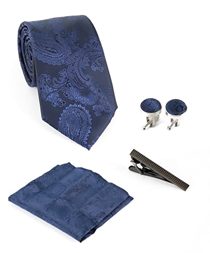 Cravate paisley et pochette assortie pour costume de mariage et grandes occasions