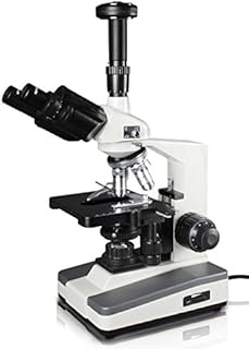 Vision Scientific MU50 Trinocular Compound Microscope, 40x â€“ 1000x Magnification, Double Layer Mechanical Stage, LED Illumination w/Intensity Control, 1.3MP Digital Eyepiece Camera