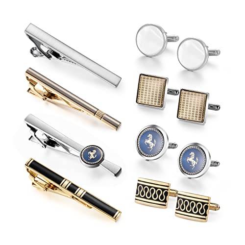 wynameleri - Wynameleri Mens Cufflinks and Tie Clips Set 12 PCS Formal Business Shirts Dress Necktie Pins Buttons Cuff Link Box Packed T0408009 - -6%